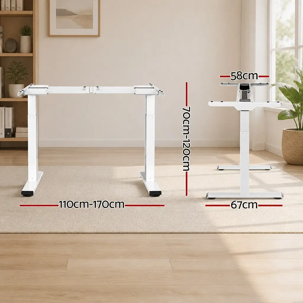 Standing Desk Frame Dual Motor Adjustable Height White Office Motorised Sit