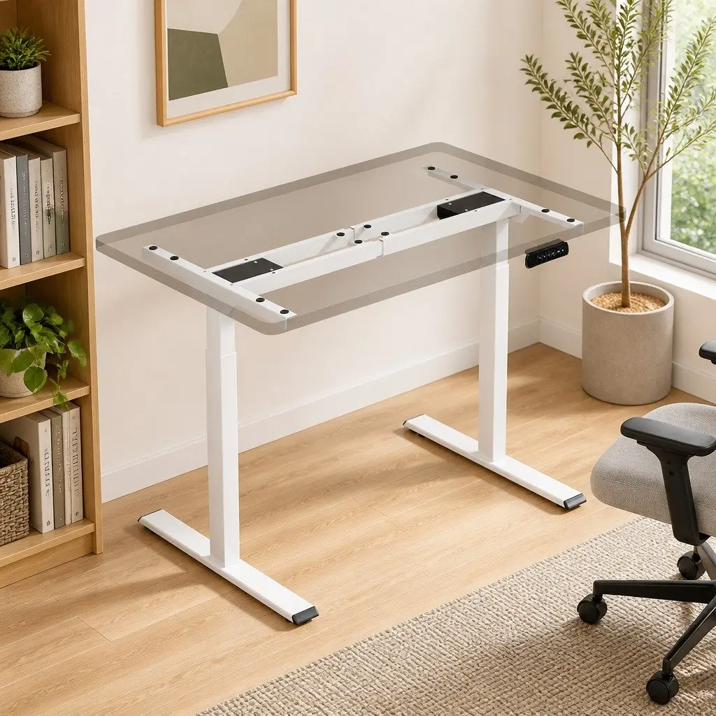 Standing Desk Frame Dual Motor Adjustable Height White Office Motorised Sit
