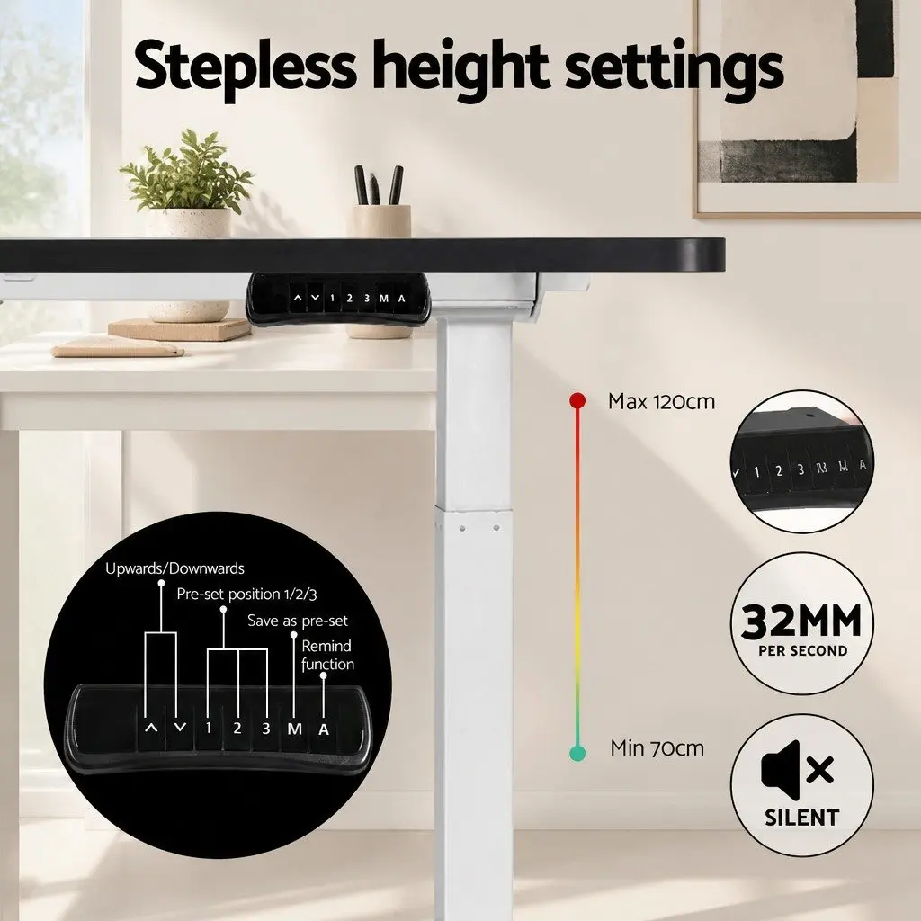 Electric Standing Desk Motorised Dual Motor Height Adjustable Home Office 140cm