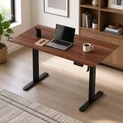 Electric Standing Desk Dual Motor Height Adjustable Office Walnut 140cm