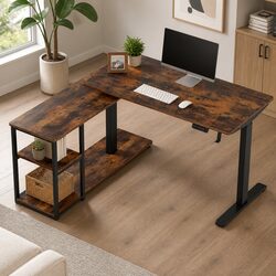 Electric Standing Desk L-Shaped Adjustable Height Motorised Office Workstation