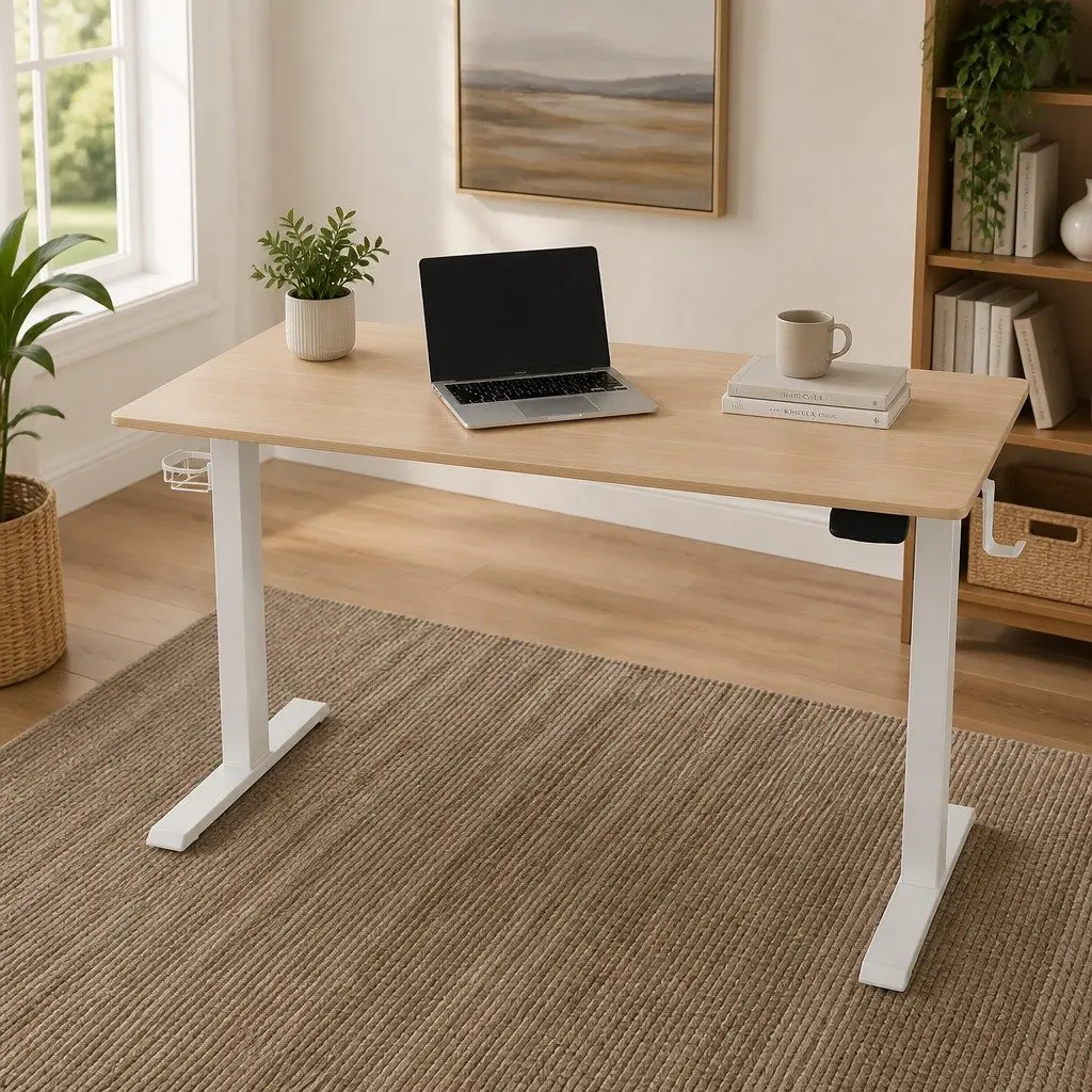 Electric Sit Stand Desk Height Adjustable Workstation 140CM Oak