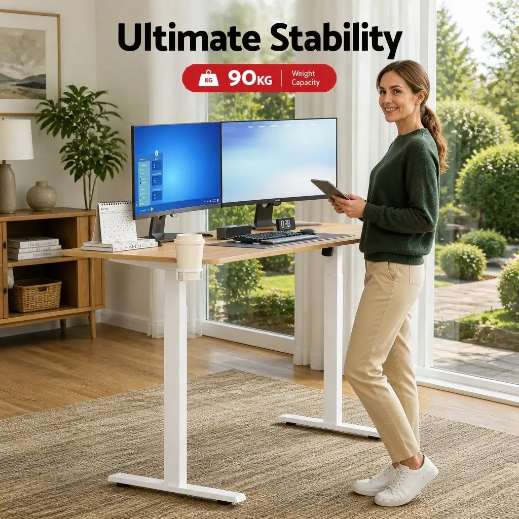 Electric Sit Stand Desk Height Adjustable Workstation 140CM Oak