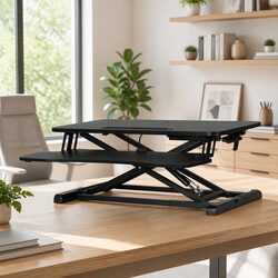 Height Adjustable Standing Desk Riser Black Office Workstation 80cm Keyboard