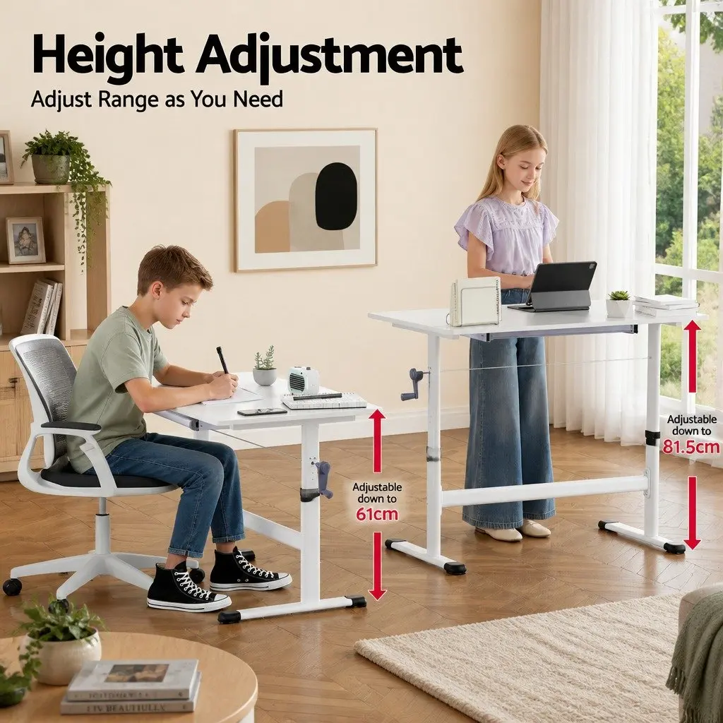 Height Adjustable Standing Desk 100CM White Workstation