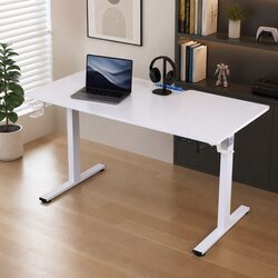 Durable Height Adjustable Electric Standing Desk - 140cm White