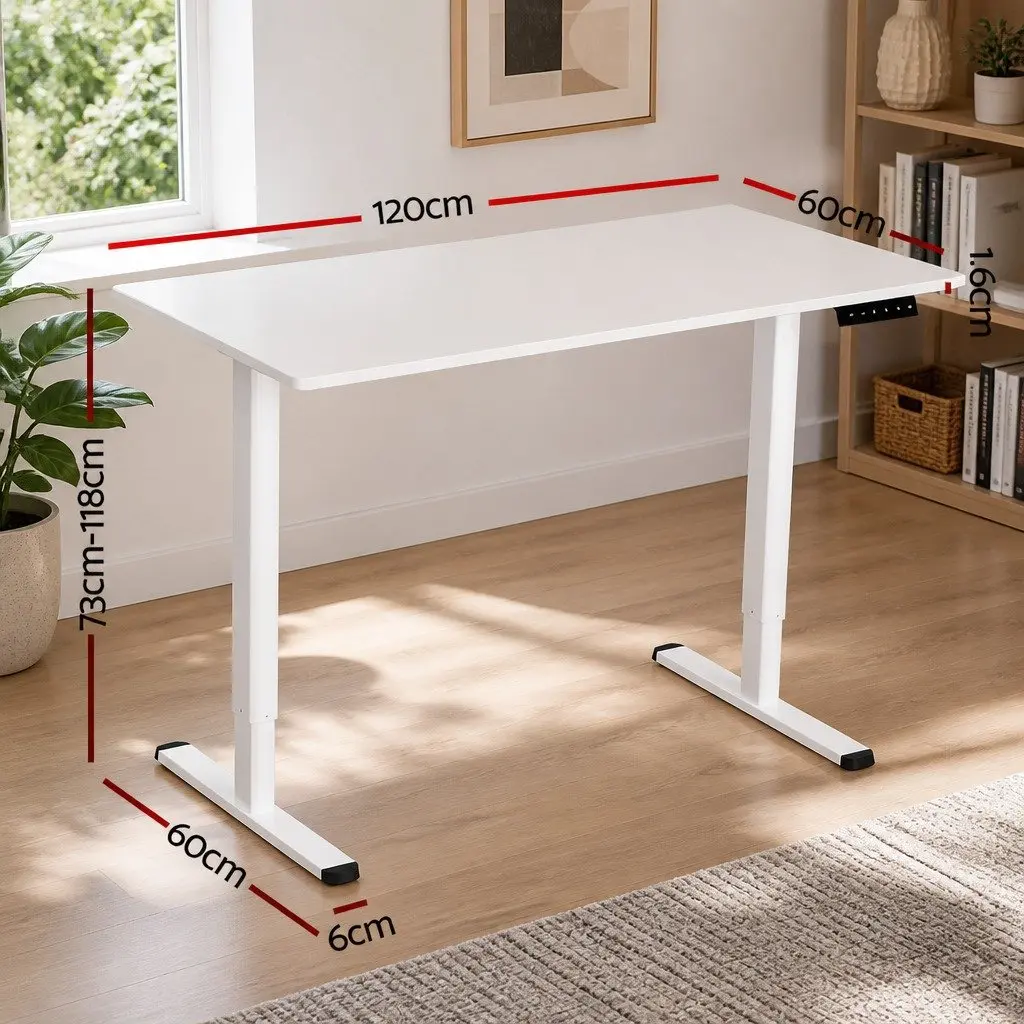 Electric Standing Desk Motorised Adjustable Height Office Workstation 120cm White
