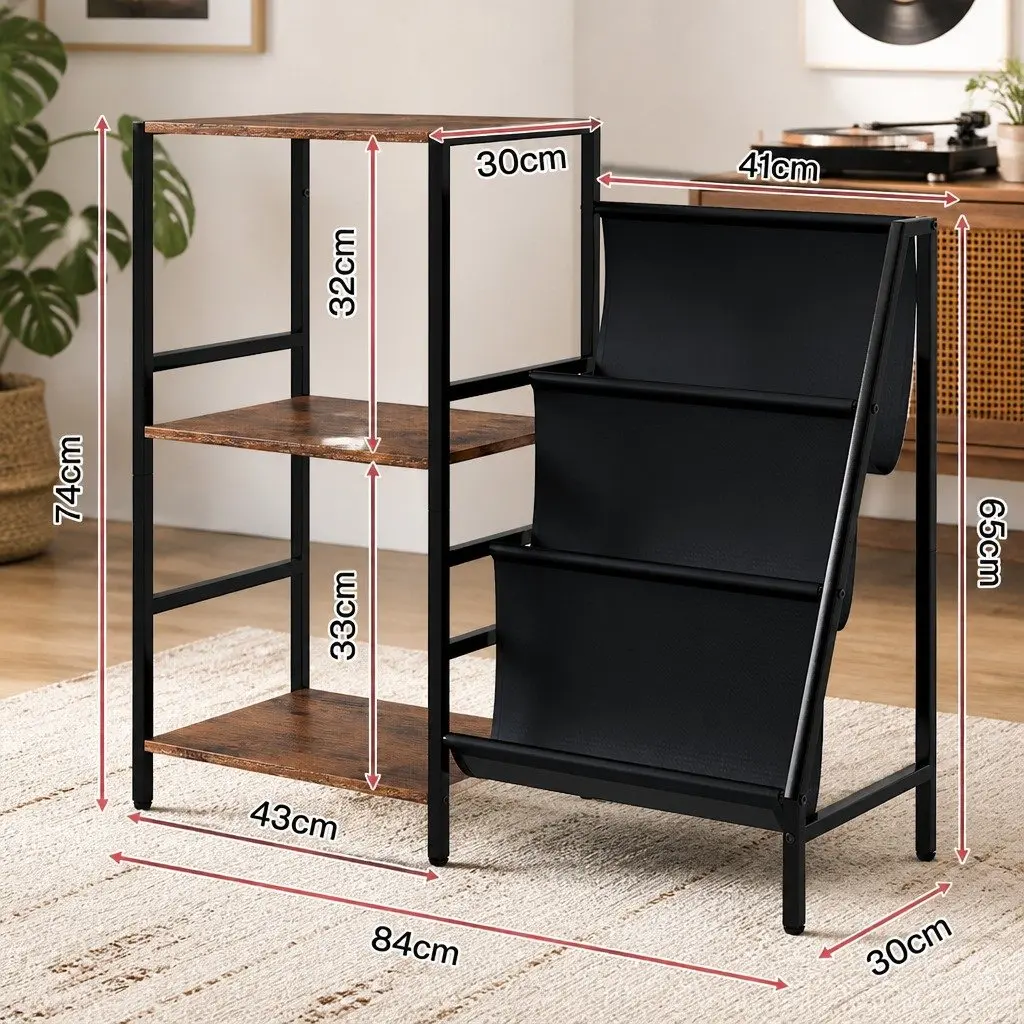 3-Tier Record Player Stand Vinyl Storage Cabinet Turntable Display Shelf Up to