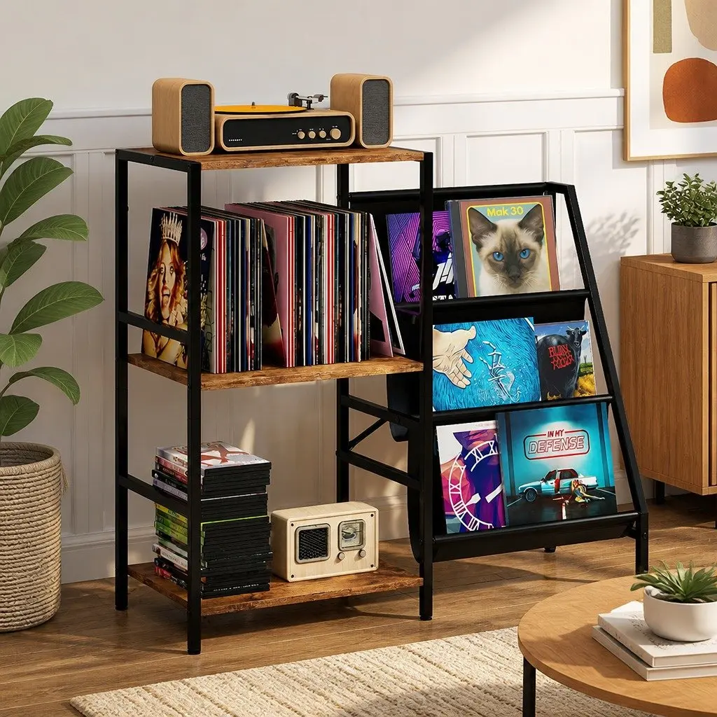 3-Tier Record Player Stand Vinyl Storage Cabinet Turntable Display Shelf Up to