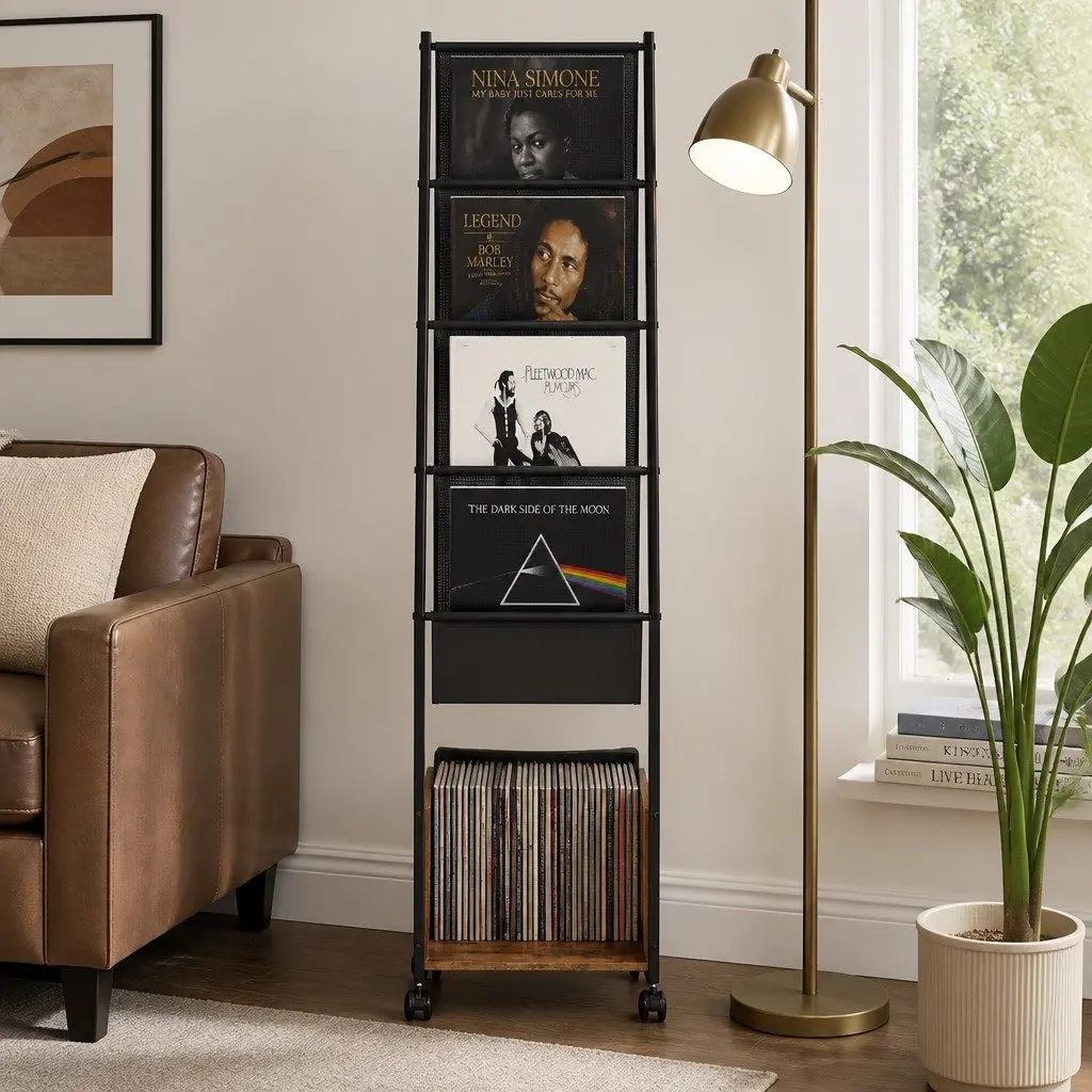 4-Tier Vinyl Record Player Stand Storage Rack Holder Display Cabinet Up to 100