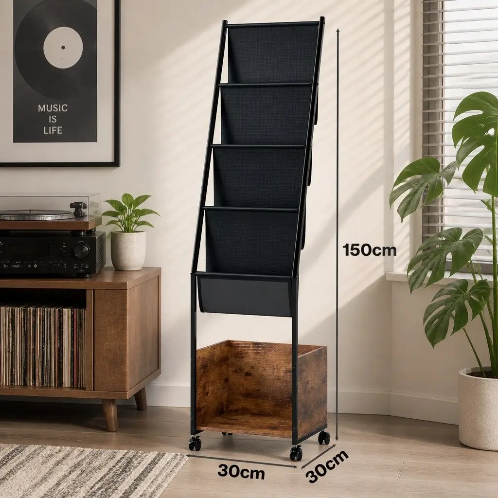 4-Tier Vinyl Record Player Stand Storage Rack Holder Display Cabinet Up to 100