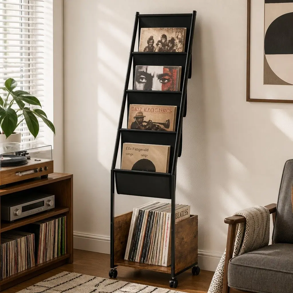 4-Tier Vinyl Record Player Stand Storage Rack Holder Display Cabinet Up to 100