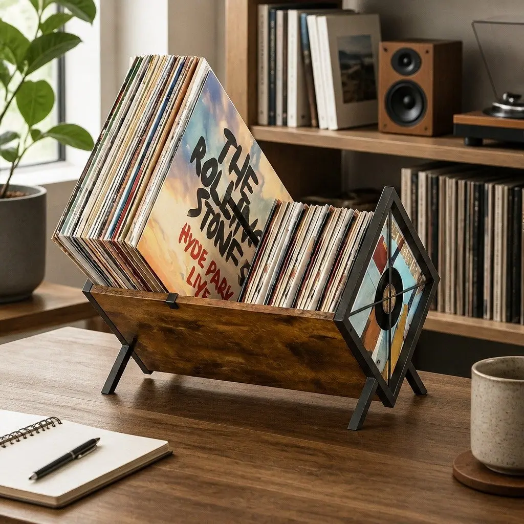Vinyl Record Storage Rack Display Shelf LP Album Books Holder Adjustable Stand