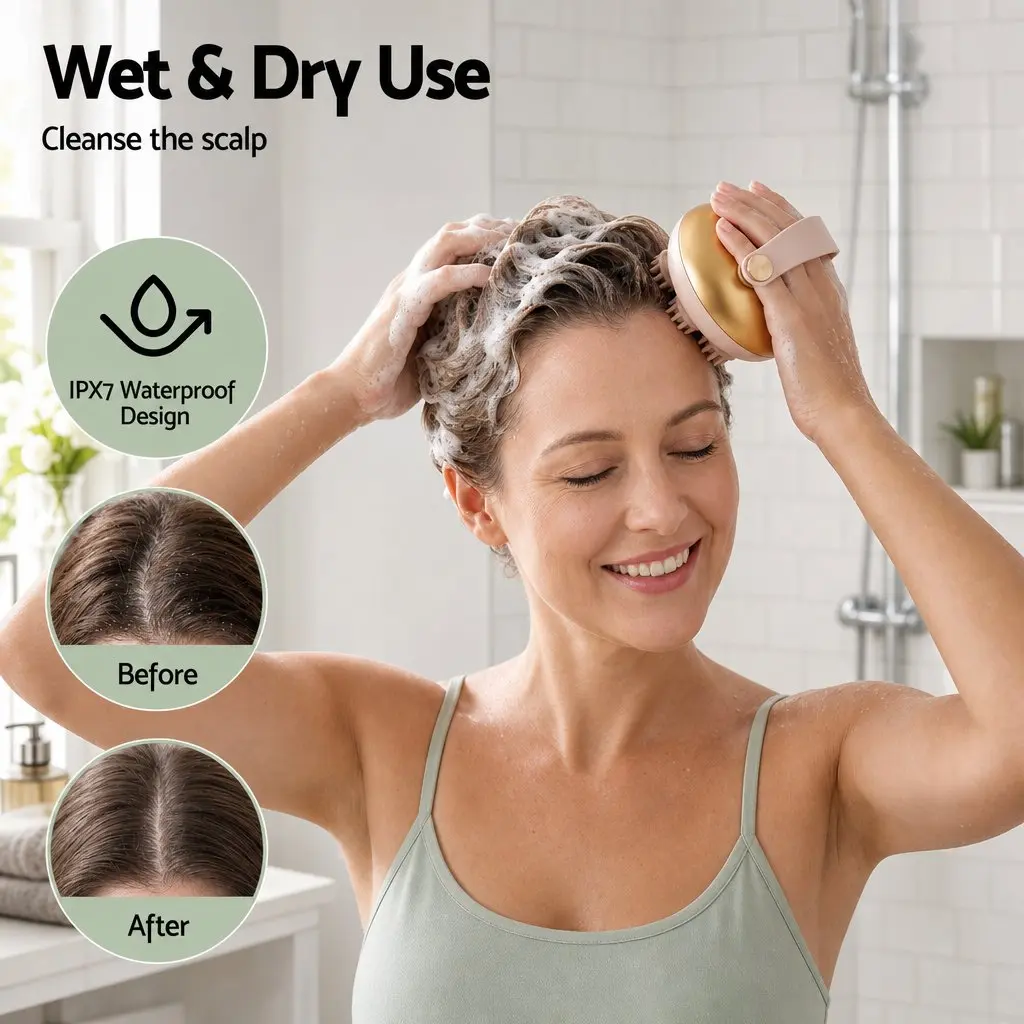Scalp Massager Kneading Head Neck Stress Relief Portable Rechargeable