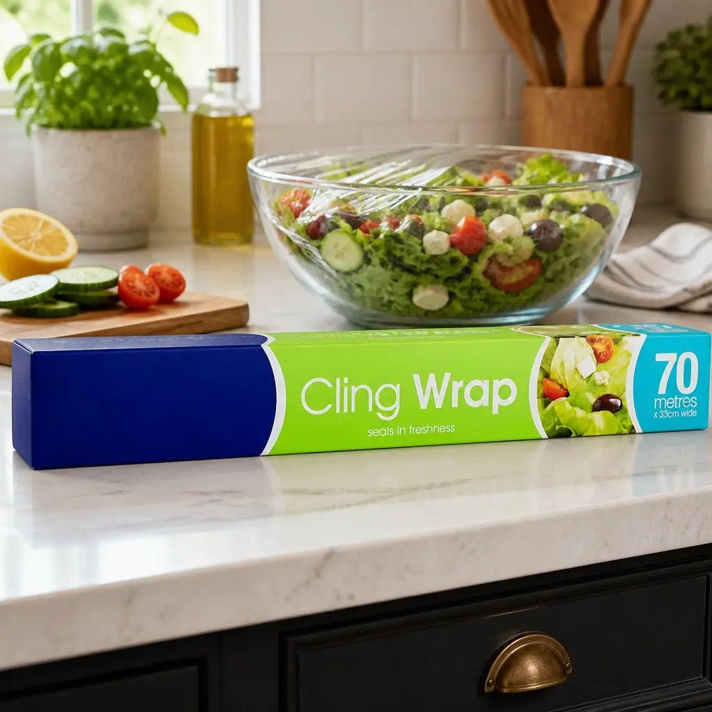 Cling Wrap Food Storage Transparent Film Roll 70m x3 Pack