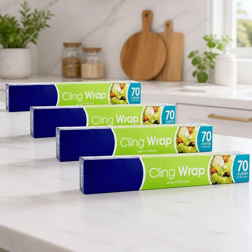 Cling Wrap Food Storage 70m x 4 Rolls for Freshness