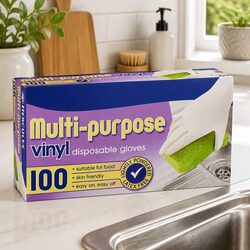 Multipurpose Vinyl Gloves 100 Pack Cleaning Food Preparation Household Hand