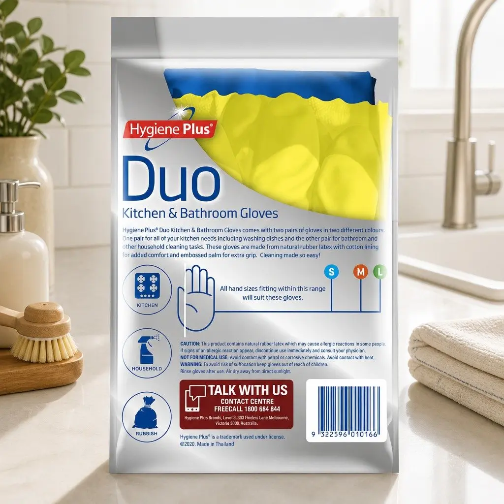 Kitchen and Bathroom Gloves Large Reusable 2pk Cleaning Protection