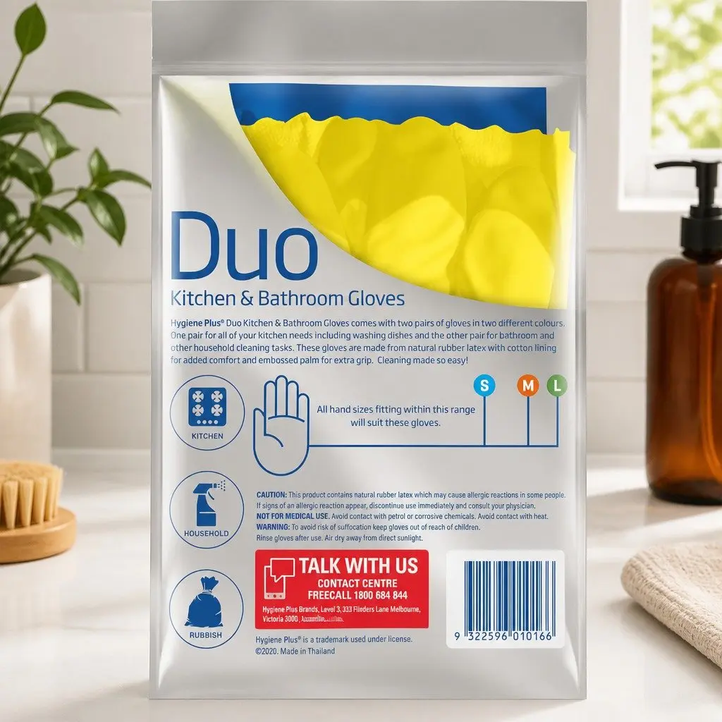 Kitchen and Bathroom Gloves Medium Cleaning Protection 2pk