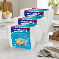 Takeaway Food Containers 1000ml 10 Pack x3 Meal Prep Storage Stackable Lids