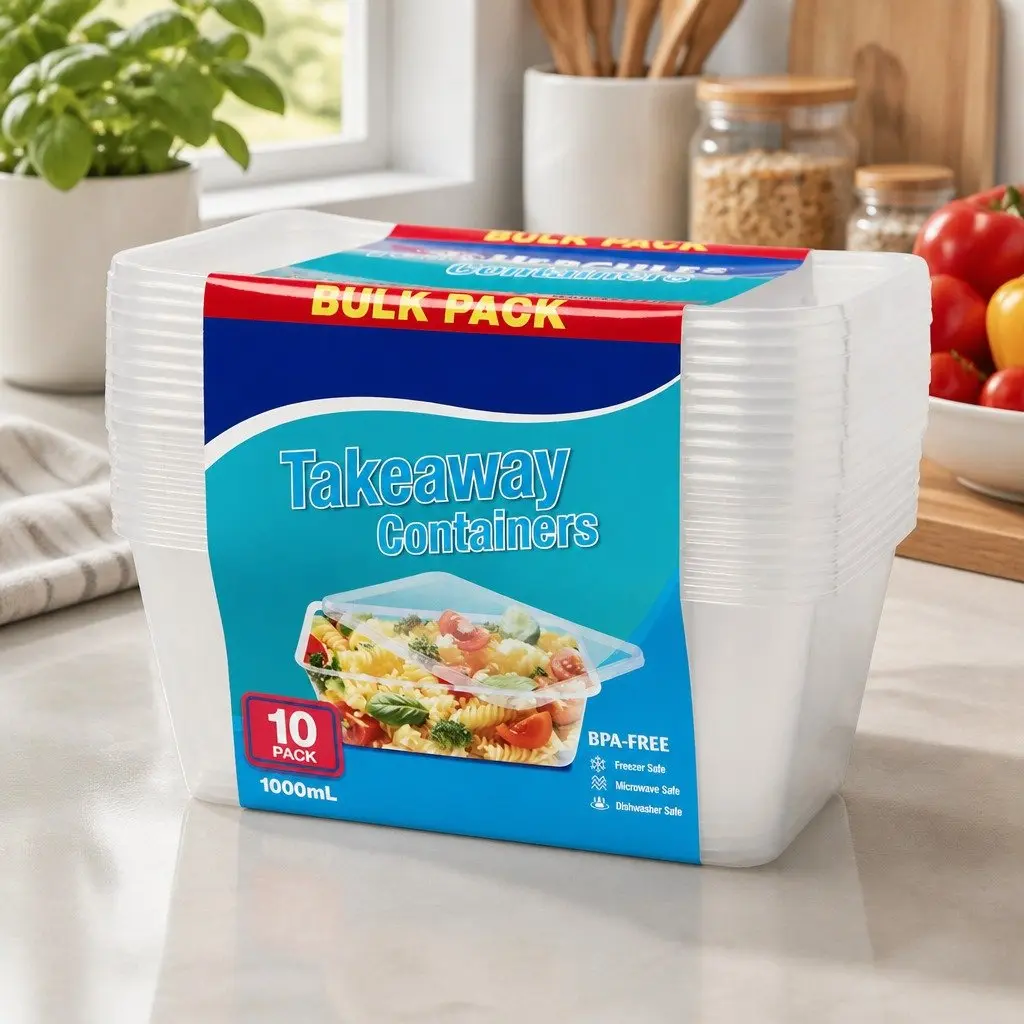 Takeaway Food Containers Meal Prep Storage 1000ml Set of 4