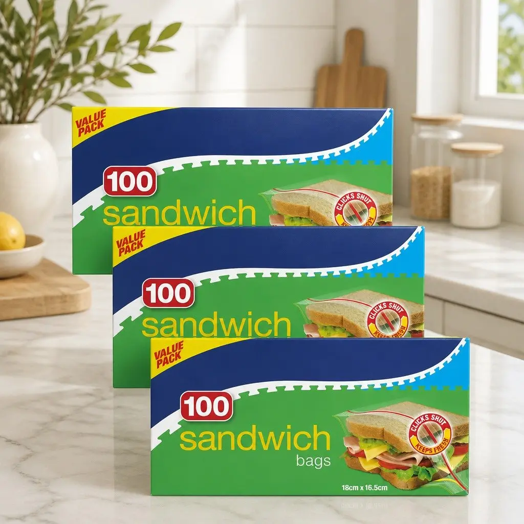 Resealable Sandwich Bags 100pk x3