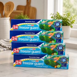 Freezer Guard Bags 24pk x4 Food Storage Resealable Freezer Safe Kitchen