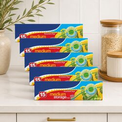 Reliable Medium Storage Bags 15pk x6 for Freshness