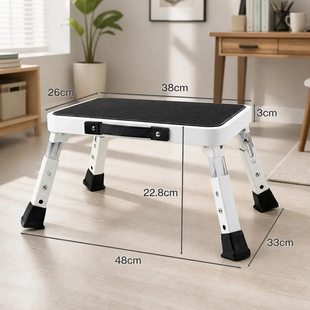 Folding Step Stool 3 Height Adjustable Portable Multi-Use Home Kitchen Bathroom