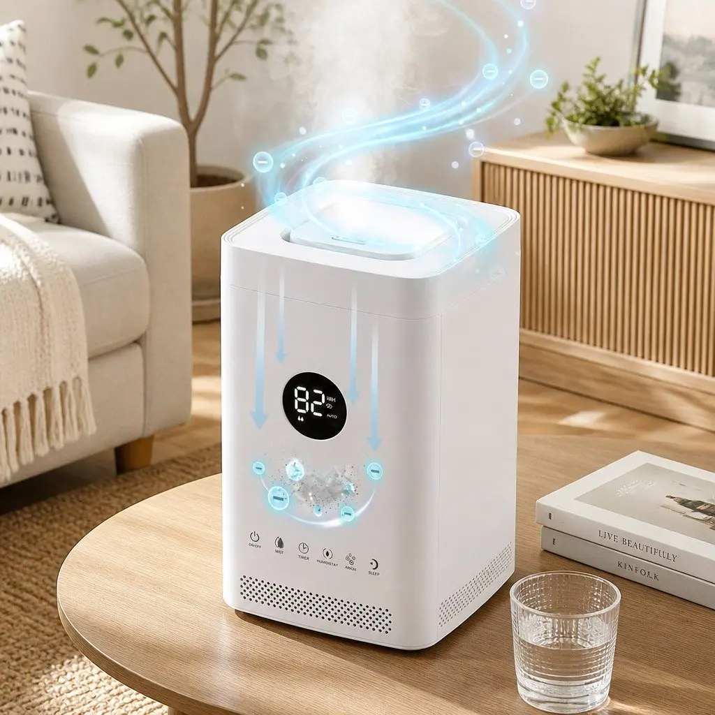 Ultrasonic Humidifier Air Purifier Auto Humidity Control 3.5L White