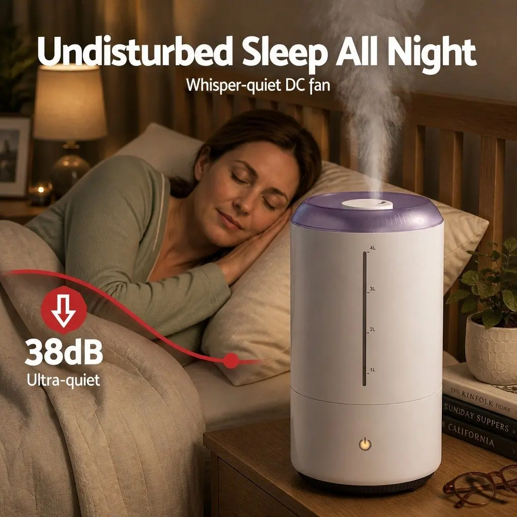 Ultrasonic Humidifier Aroma Diffuser Top Fill 4L Quiet Bedroom White Mist