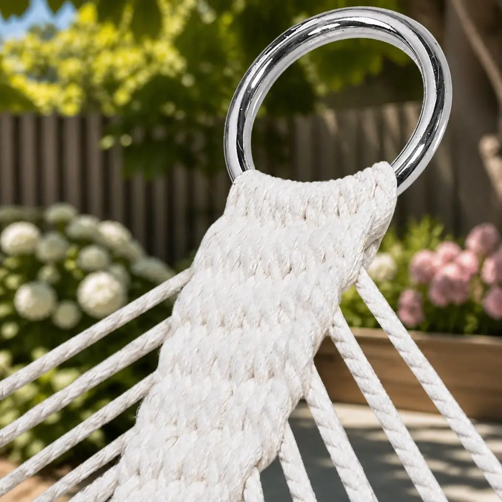 Hammock 2 Person Outdoor Camping Hanging Bed Chair 340cm Cream