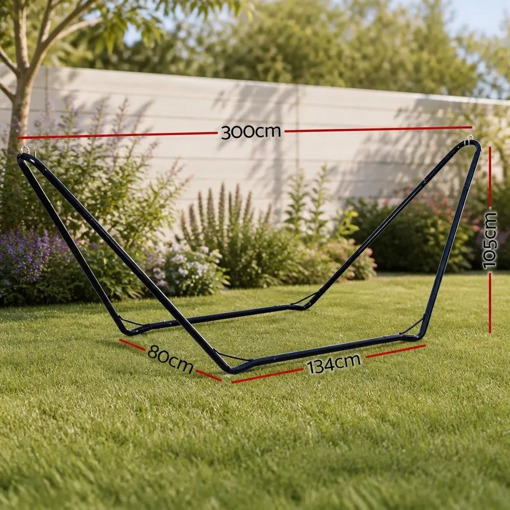 Hammock Stand Steel Frame Outdoor Garden Relaxation 300cm Black