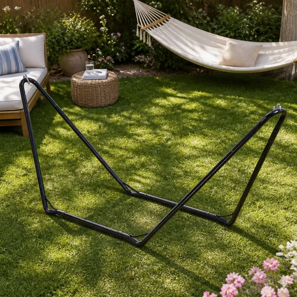 Hammock Stand Steel Frame Outdoor Garden Relaxation 300cm Black