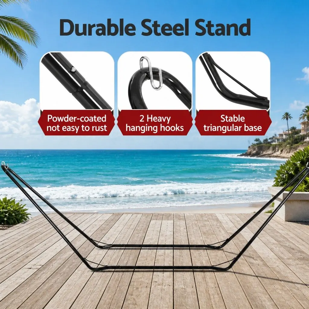 Hammock Stand Steel Frame Outdoor Garden Relaxation 300cm Black