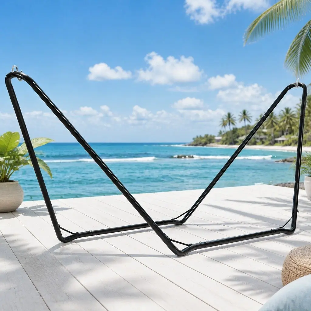 Hammock Stand Steel Frame Outdoor Garden Relaxation 300cm Black