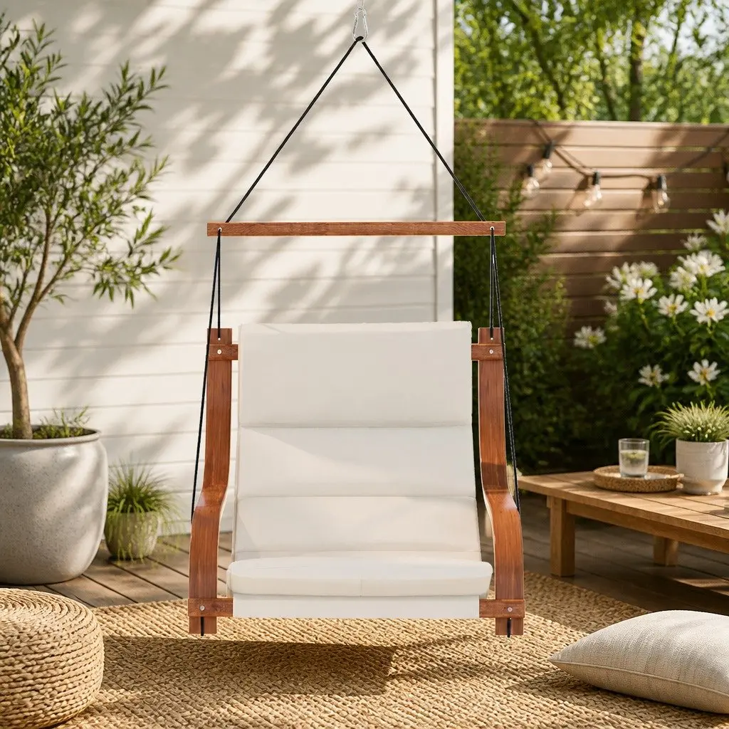 Hammock Chair Indoor Outdoor Relaxation Cream Black 78cm x 110cm x 146cm