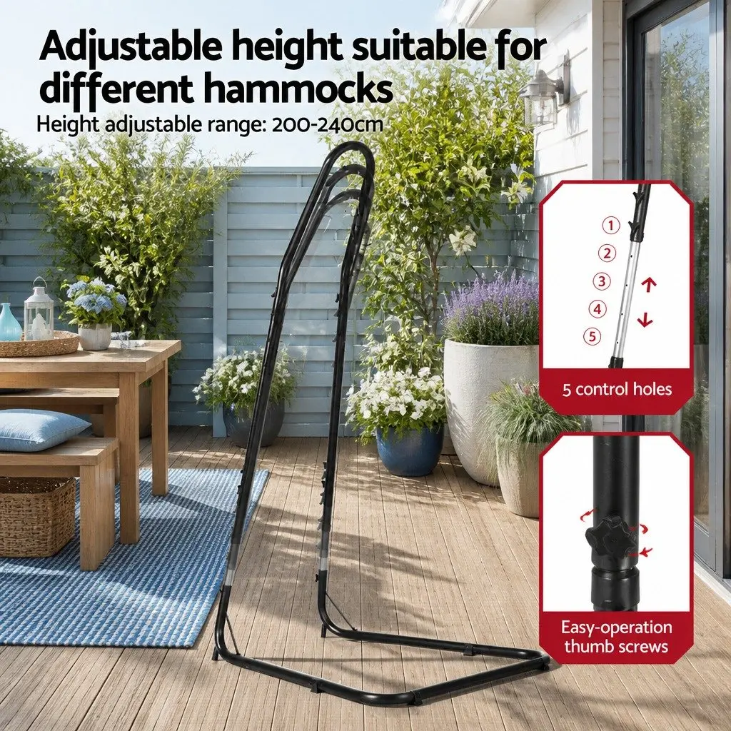Hammock Chair Adjustable Height Indoor Outdoor Steel Frame Cream Black