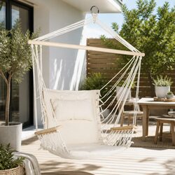 Comfortable Hammock Chair with Armrest in Cream Color