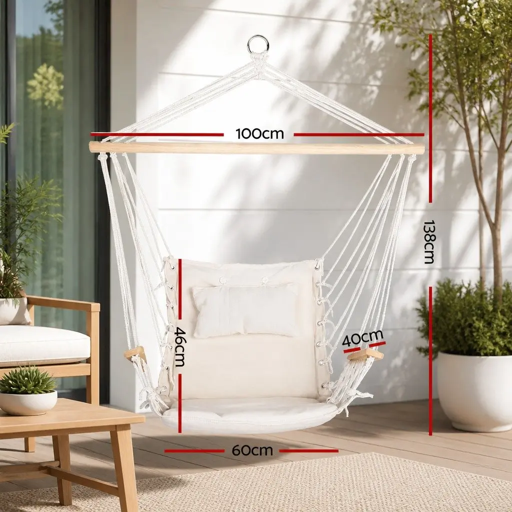 Hammock Chair Relaxing Indoor Outdoor 100 x 60 x 138cm Cream