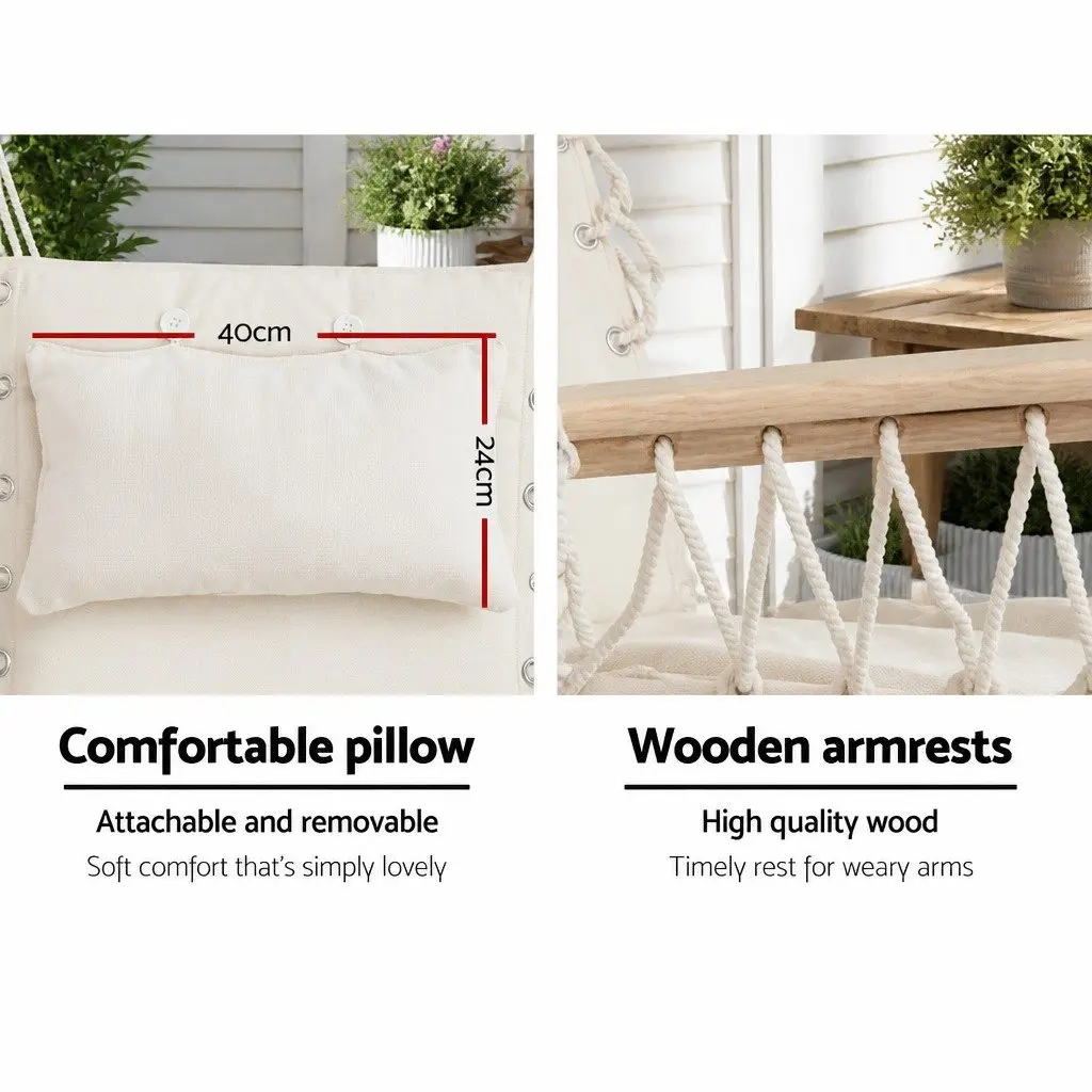 Hammock Chair Relaxing Indoor Outdoor 100 x 60 x 138cm Cream