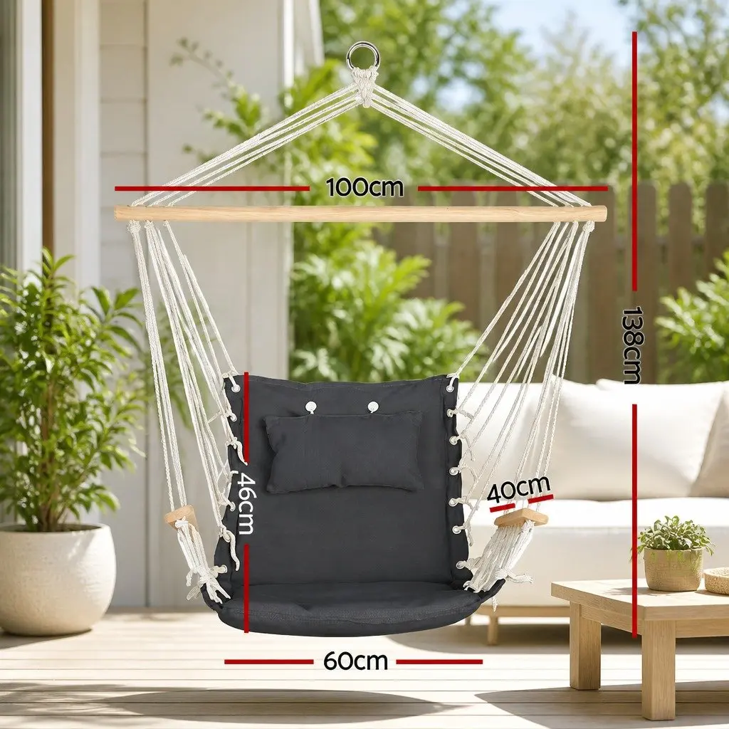 Hammock Chair Outdoor Relaxation Seat 100 x 60 x 138cm Grey