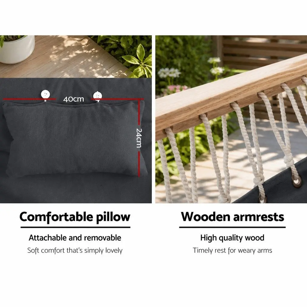 Hammock Chair Outdoor Relaxation Seat 100 x 60 x 138cm Grey