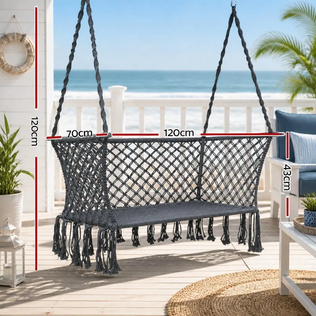 Hammock Chair Outdoor Relaxation 2 Person 120cm x 70cm Grey