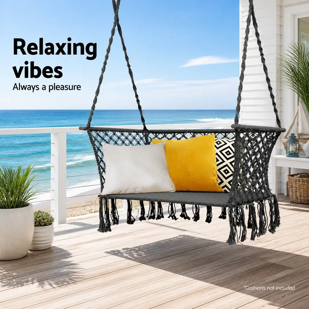 Hammock Chair Outdoor Relaxation 2 Person 120cm x 70cm Grey