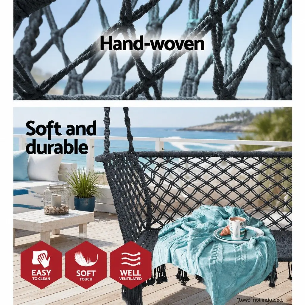 Hammock Chair Outdoor Relaxation 2 Person 120cm x 70cm Grey
