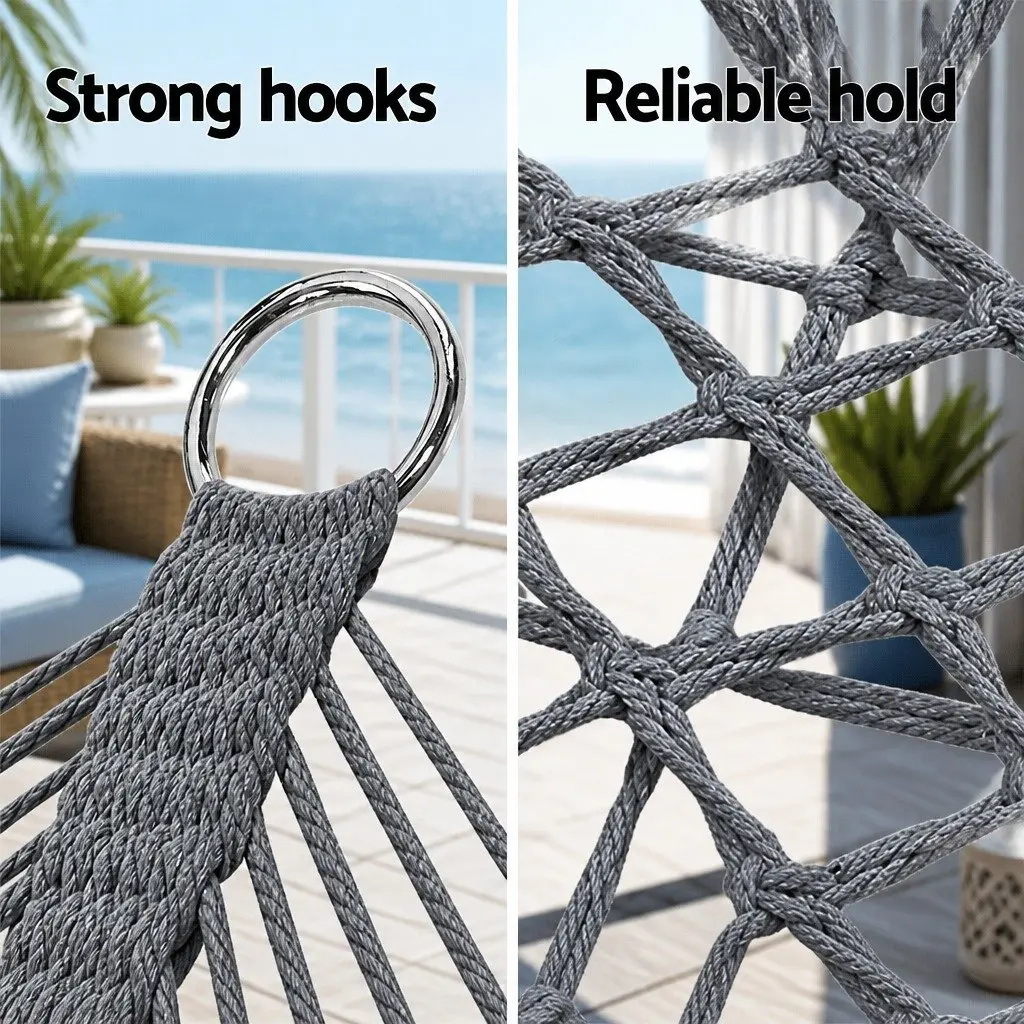 Hammock Chair Outdoor Relaxation 2 Person 120cm x 70cm Grey