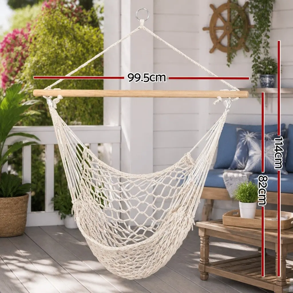 Hammock Chair Indoor Outdoor Relaxation Seat 99.5 x 114cm Cream