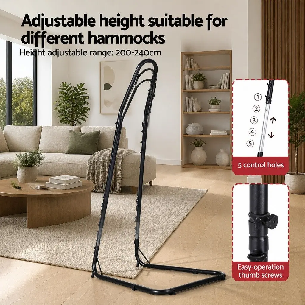 Hammock Hanging Chair Heavy Duty Steel Stand Indoor Outdoor Relaxation Cream Black