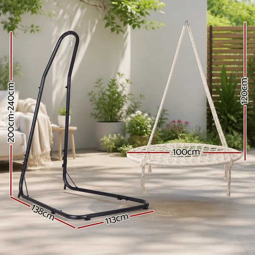 Hammock Chair with Steel Stand Outdoor Indoor Hanging Swing Relaxation Garden